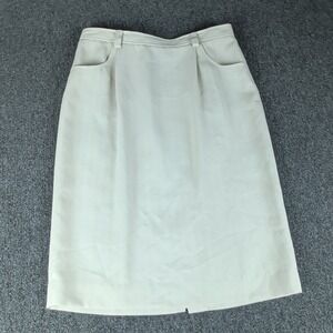Doncaster Signature Skirt 10 Womens Cream Herringbone Pencil Knee Length Lined
